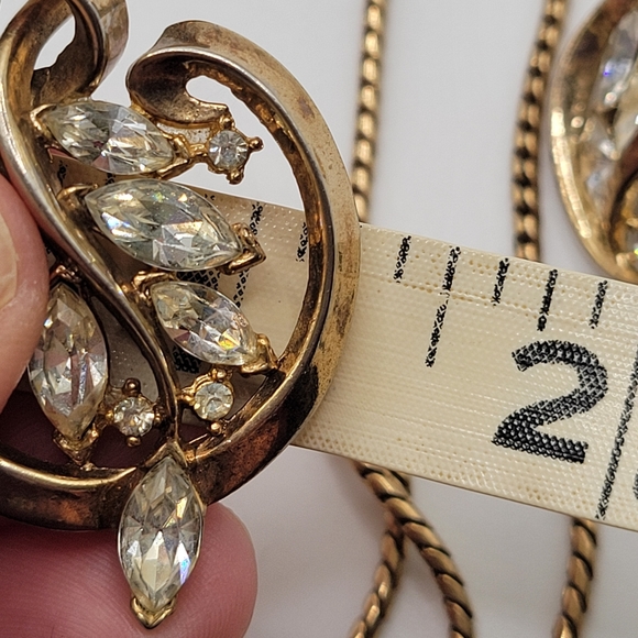VTG Trifari Clear Rhinestones Pendant Necklace & Coordinating Earrings | SIGNED - Picture 10 of 12